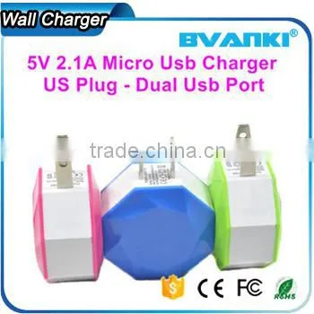 2016 New Wall Charger Dual USB 5V 2.1A AC Power Travel Adapter US Plug Colorful For Iphone 6S For Samsung S6 Edge Plus For HTC Supplier's Choice