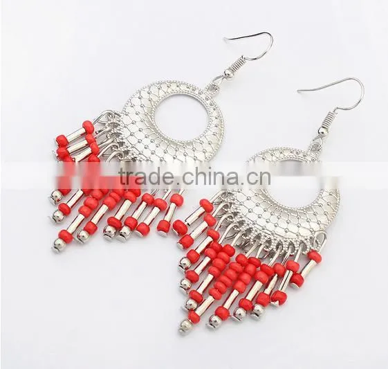 Cheap China Beautiful Handmade Light Bead Tassel Earrings photo-5