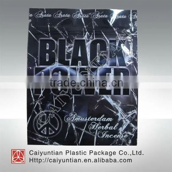 Black Herbal Incense Bag Small Zipper Pouch Diverse Designs