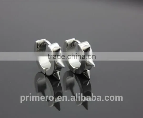 Retro Gothic Men's Rock Punk Spike Rivet Earring Stainless Steel Ear Studs Hoop photo-4