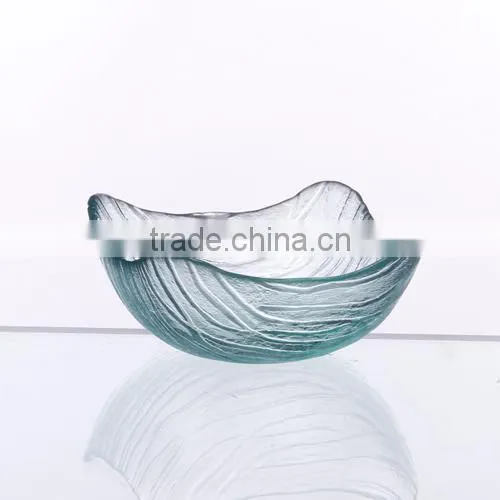 Green Color Glass Dip Bowl With Wavy Rim