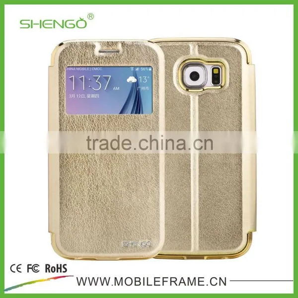 Leather Case/CZ Stone Frame With Leather Case For Samsung S6 photo-2