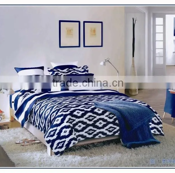 Microfiber Brushed Disperse Bedding Set Blue White Duvet Cover Set photo-3