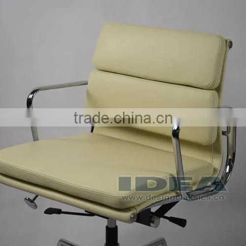 Replica Charles and Ray Low Back Soft Pad Desk Chair EA217 - Cream White Color Genuine Leather photo-6