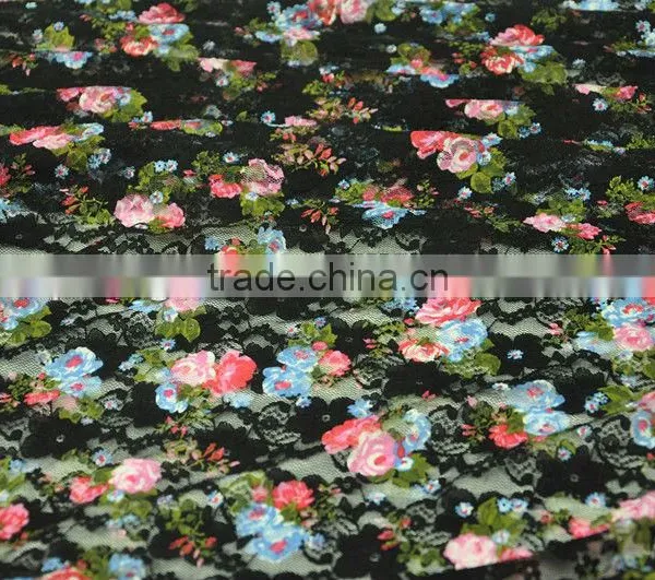 Blossom Printing Elastic Spandex Mesh Fabric for Clothing Decoration photo-3