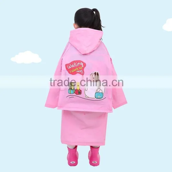 Children Cute Cartoon Animal Print Foldable Raincoat With Backpack Place photo-6