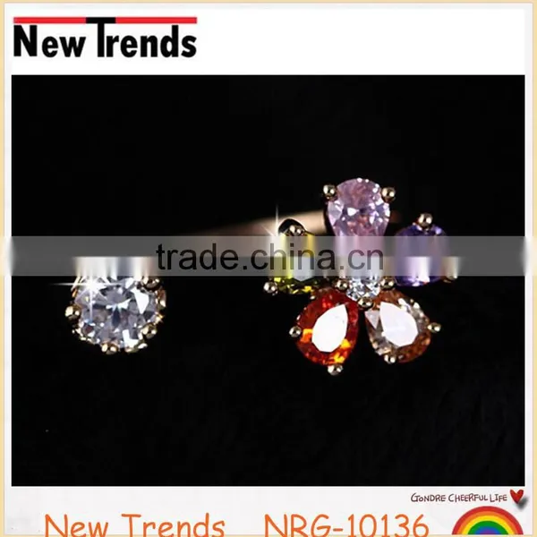 Rose Gold Plated Flower Design Zircon Engagement Ring photo-3