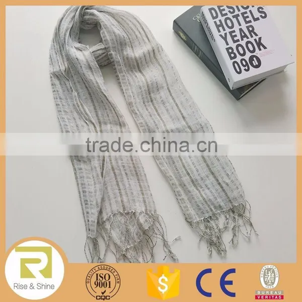 Wholesale 100%Linen Fringed Shawl Scarf
