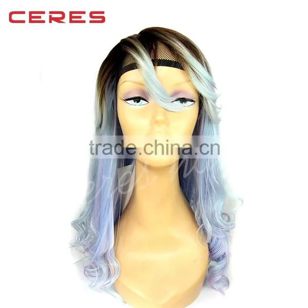 Cheap Raw Two Tone Color Synthetic and Human Hair Mix Lace Front Wig photo-2