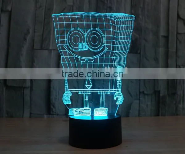 3D Optical Night Light Sponge Baby 7 RGB Light Colors 10 LEDs AA Battery or DC 5V Mixed Lot photo-4