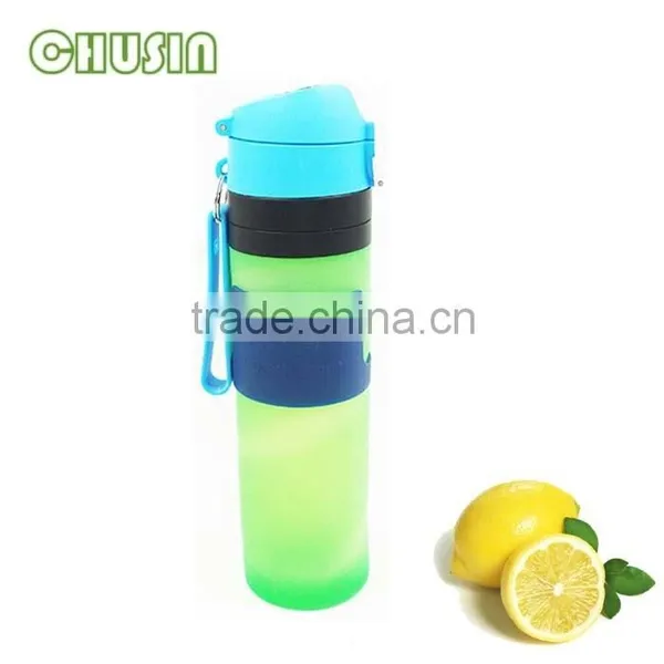 New BPA Free 500ML Magic Foldable Bottle / LFGB FDA Good Quality 16oz Silicone Water Bottle With Wrap