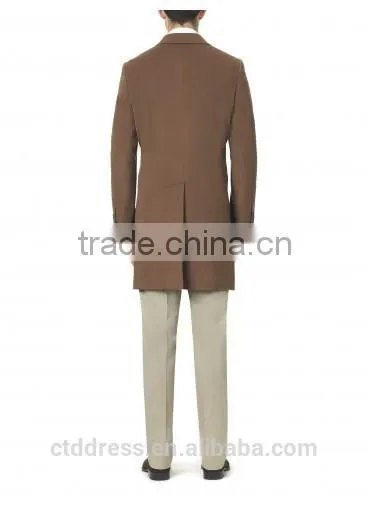 2014 New Style 100% Cashmere Classic Brown Wool Long Overcoats for Men photo-2