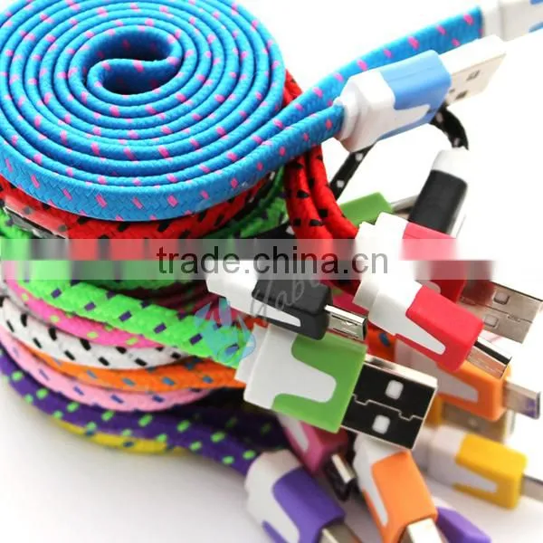 For Iphone 6 Flat Braided Nylon USB Cable 1M Colorful 8 Pin Cable photo-3