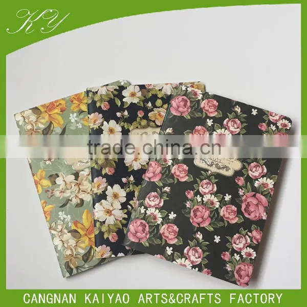 School Use Flower Printed Cover Blank Kraft Paper Diary Notebook photo-5