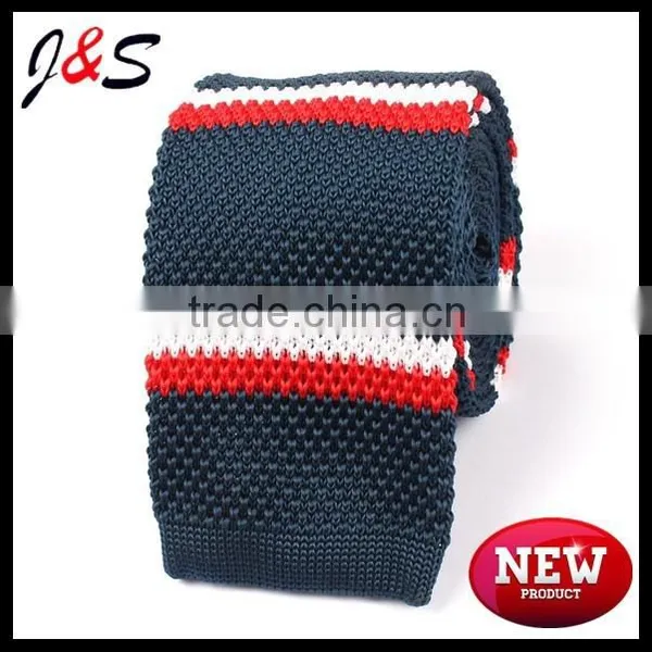New Arrival Red Blue Stripes Knitted Tie KT062 photo-5