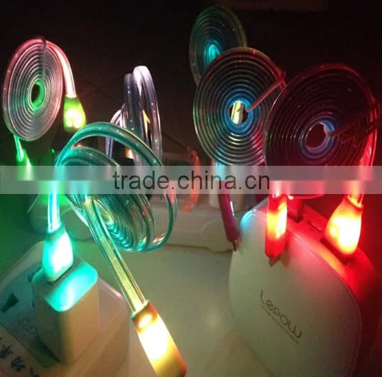 Smile Face Led Light Retractable Usb Data Line , Led Light Usb Charging Data Line, Usb Data Charger Cable photo-2