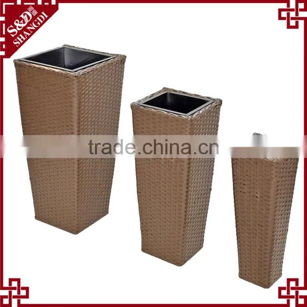 Outdoor Garden Patio Decor Plastic Rattan Plant Pots Tall Large Planters photo-3