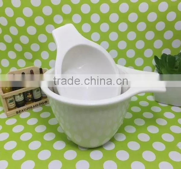 Stocked Popular White Ceramic Bowl Ceramic Dished With Single Handles photo-2