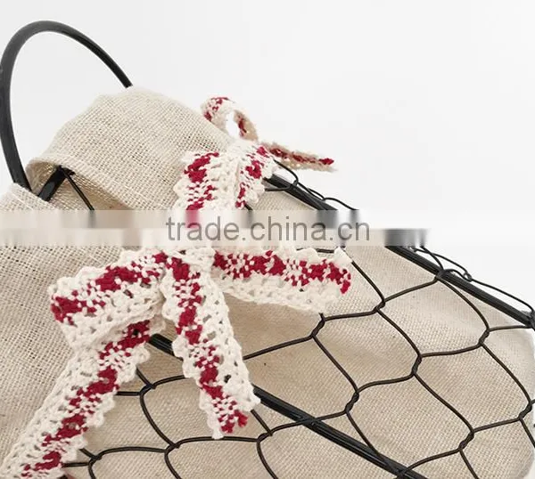 Small Rustic Tall Wire Basket With Handle for Storage photo-3