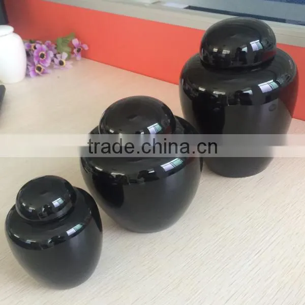 White and Black Glazing 3 Different Size Pottery Cremation Pet Ashes Urns photo-2