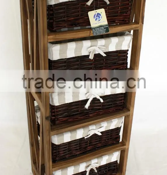 Living Room Cabinet With Woven Basket Wicker Basket Cabinet photo-6