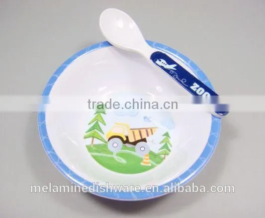 Melamine Kids Cake Dinnerware Set / Children Cake Tableware Spoon Fork and Bowl Set photo-2