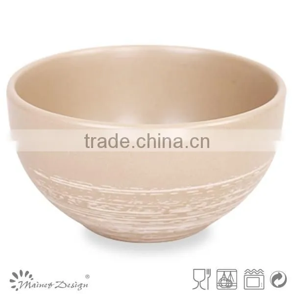 Round Shape Ceramic Rice Bowl With Silk Screen Antique Brush photo-4