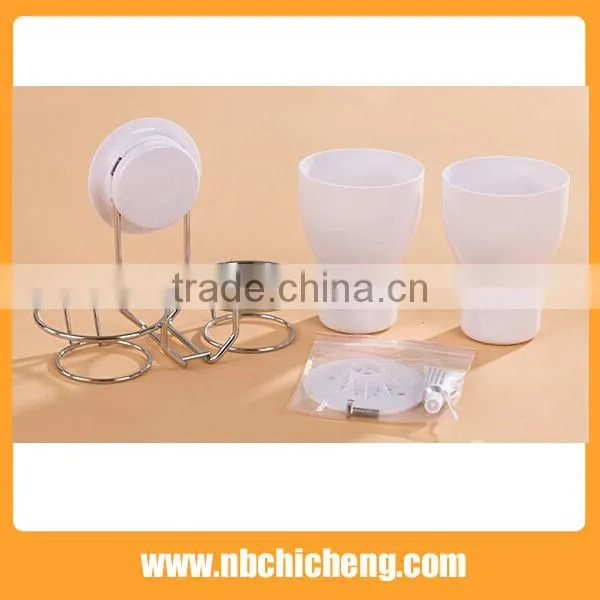 Wall Cup Holder Suction Cup Bathroom Toothbrush Cup Holder Double Cups Bathroom Accessories photo-2