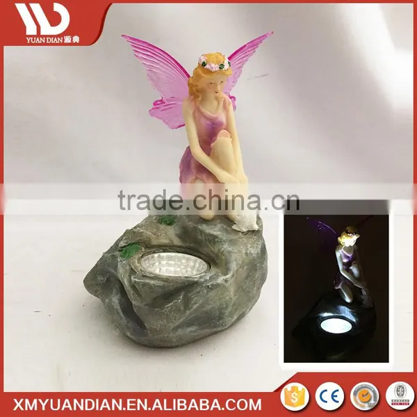 China Supplier Art Work Resin Craft Fairy Led Solar Lighting Street Light System photo-3