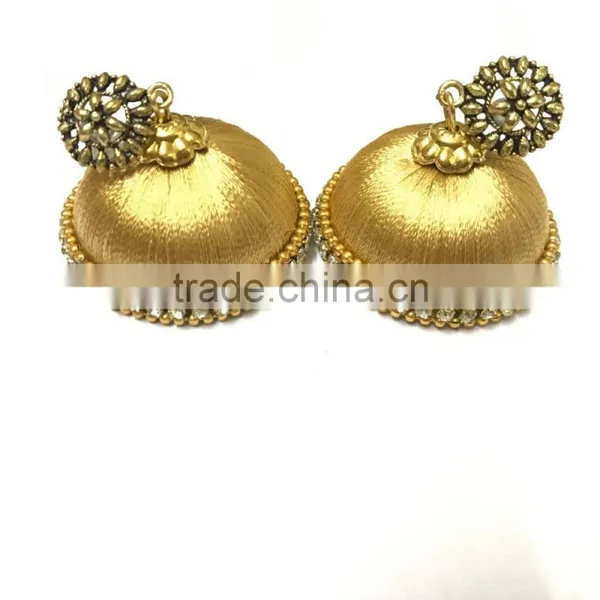 Indian Silk Thread Jhumka Earrings ,factory Direct Fashion Jewelry photo-6