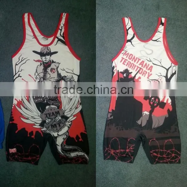 USA Cheap Custom Sublimated Wrestling Singlets photo-2