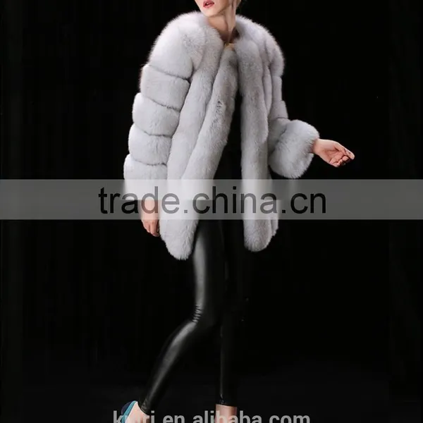 PC-255 European Style Top Selling Real Fox Fur Products Cheap Women Knee Length Winter Coat