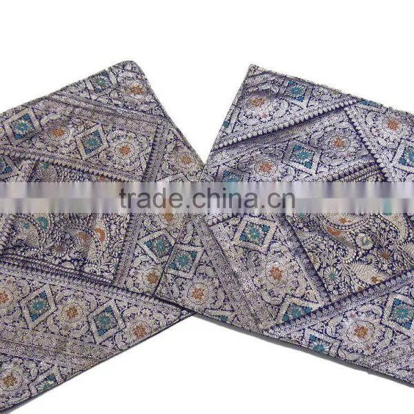 Beautiful Handmade Zari Pillowcases Indian Vintage Fabric Decorative Covers photo-2
