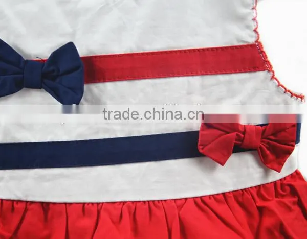 Latest Baby Cotton Frocks Designs Sleevess Tiered Bow Kids Dress photo-4