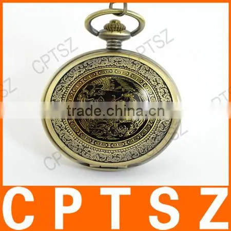 Classical Bronze Polish Men Quartz Pocket Watch With Pendant Chain photo-4