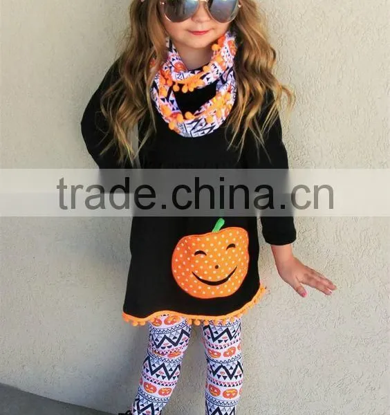 Fall Pumpkin Embroidery Halloween Girls Clothin photo-4