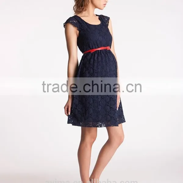 New Design Black and Navy Lace Dresses for Pregnant Women Sex Maternity Clothes photo-2