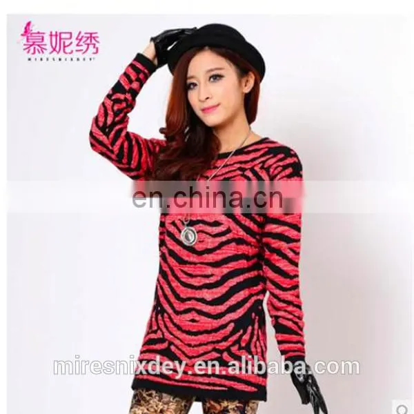 Hot Sale Sexy Strip Pullover Round-collar Women Long Sweater photo-2