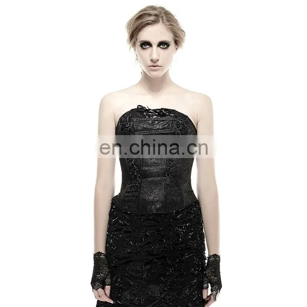 Gothic Punk Rave Black Overbust Soft Bone Corset Y-246 photo-2