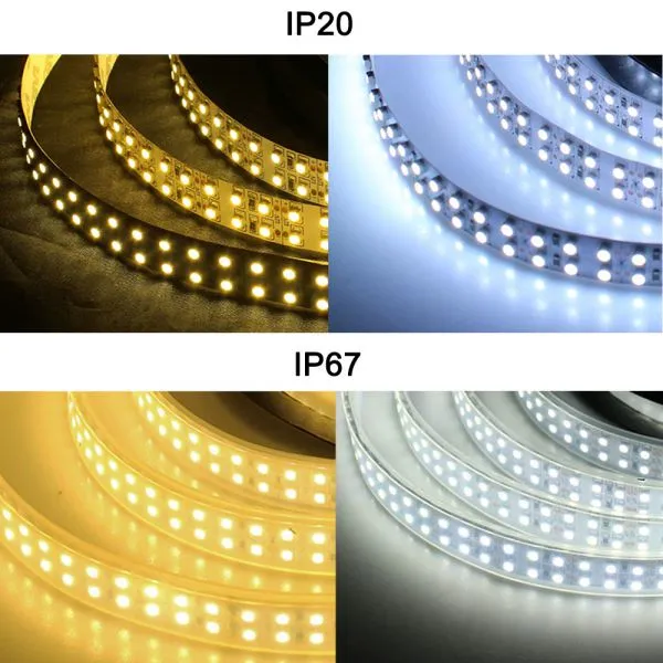 DC12V LED Strip 2835 SMD Double Row 240LEDs/m 5M/lot IP20 IP67 Waterproof Flexible LED Strip Light 3528 White Warm White photo-4