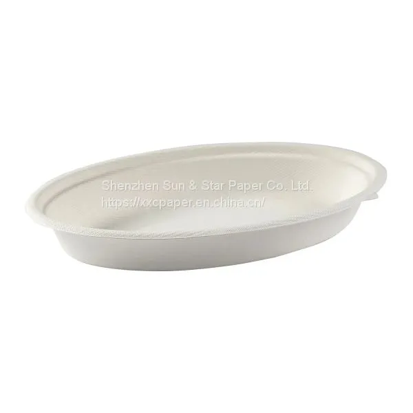 Disposable Oval Bowls: Compostable Heavy Molded Fiber Oval Bowl - SS-SBB824 photo-2