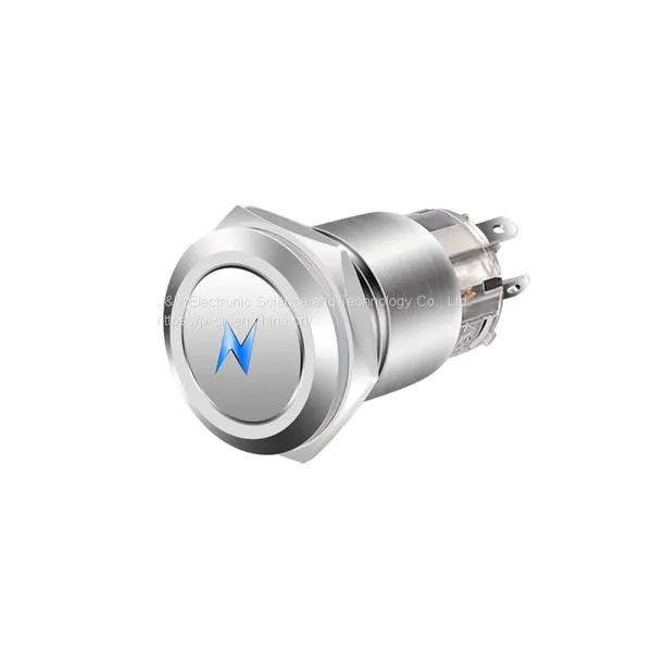 J&V 19MM Copper Nickel Plated Flat Head Explosion-proof Push Button Switch photo-2