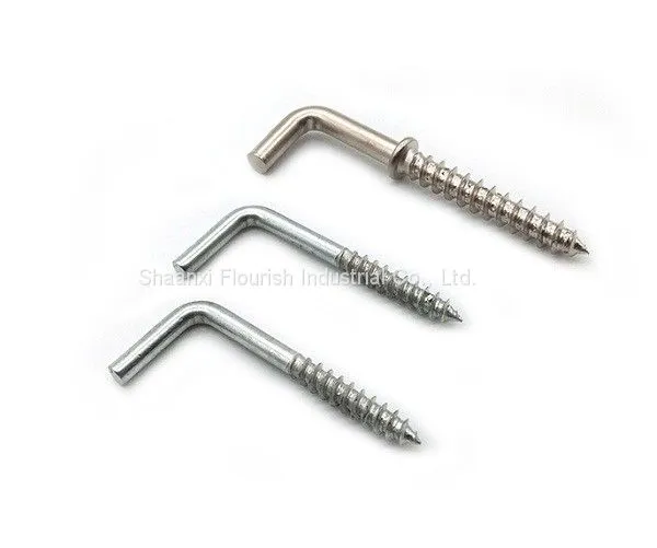 L Shape Threaded Mechanical Fasteners / Self Tapping Square Bend Screw Hooks photo-2