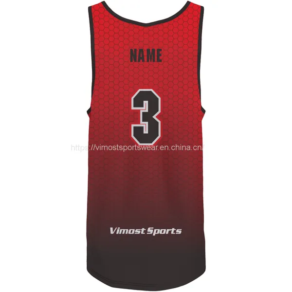 High Quality Custom Sublimated Basketball Top With Red and Black Color photo-2