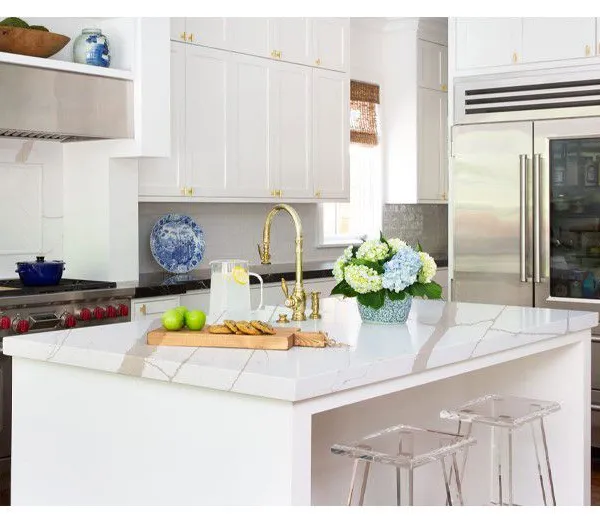 Code：7240，Calacatta Artificial Stone Quartz Slab Kitchen Countertops photo-3