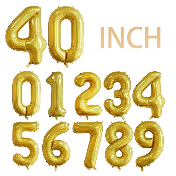 Multicolor 16 32 40 Inch Ballon Helium Birthday Globo Party Decoration Large Mylar Gold Silver Balloon Foil Number Balloons photo-2