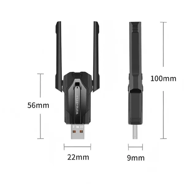 WiFi 6 USB Adapter Bluetooth 5.4 Dual Band 2.4G 5G Antennas WiFi6 USB Network Receiver Dongle Driver Free Win 10/11 For PC photo-2