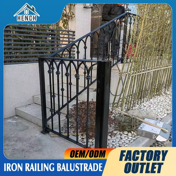 Custom Luxury Wrought Iron Railing Balcony Balustrades Stair Fence Design photo-3