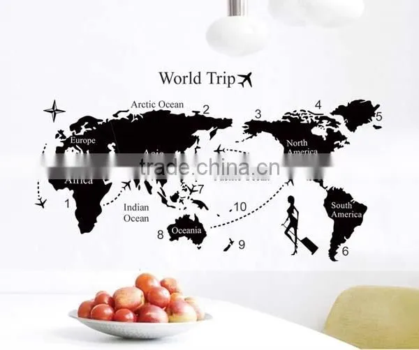 ALFOREVER Small Size Pvc Black World Trip Sticker,pvc World Trip Decals photo-3