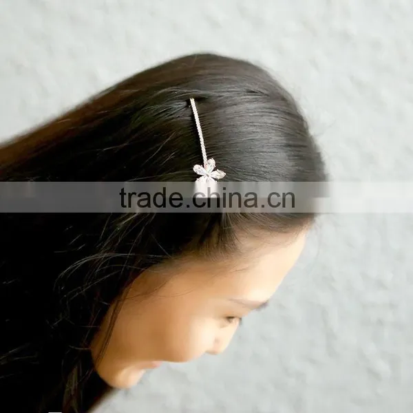 Fashion Women Girls Hair Barrettes White Flower Crystal Rhinestone Hair Pins Side Knotted Hairclips Hotsale Hair Accessory photo-4